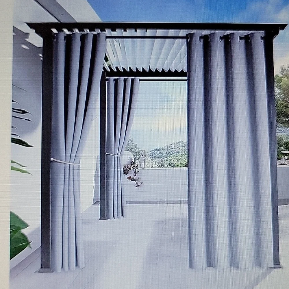 RYB Home light gray outdoor insulated thermal blackout curtains privacy W52xL95